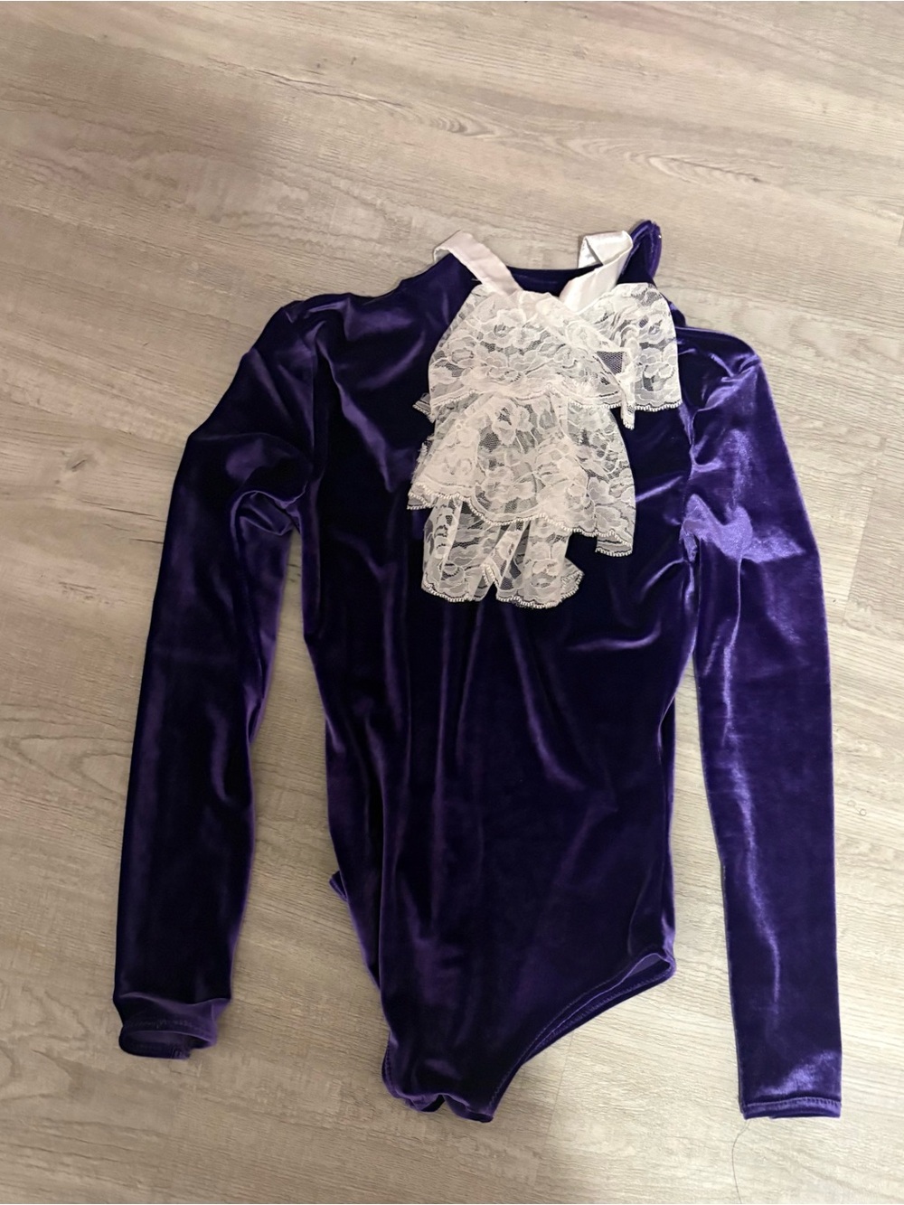 Purple Velvet Lace-Front Women’s Bodysuit